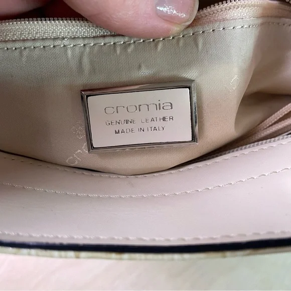 Italian Leather Luxurious Cromia handbag medium size winter white - Picture 5 of 9